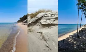 Trzy ujęcia plaży i wydm. Idealne miejsce, gdzie nad morze, by odpocząć.
